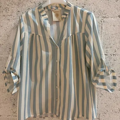 Chemise coton léger rayé bleu clair 36/42 